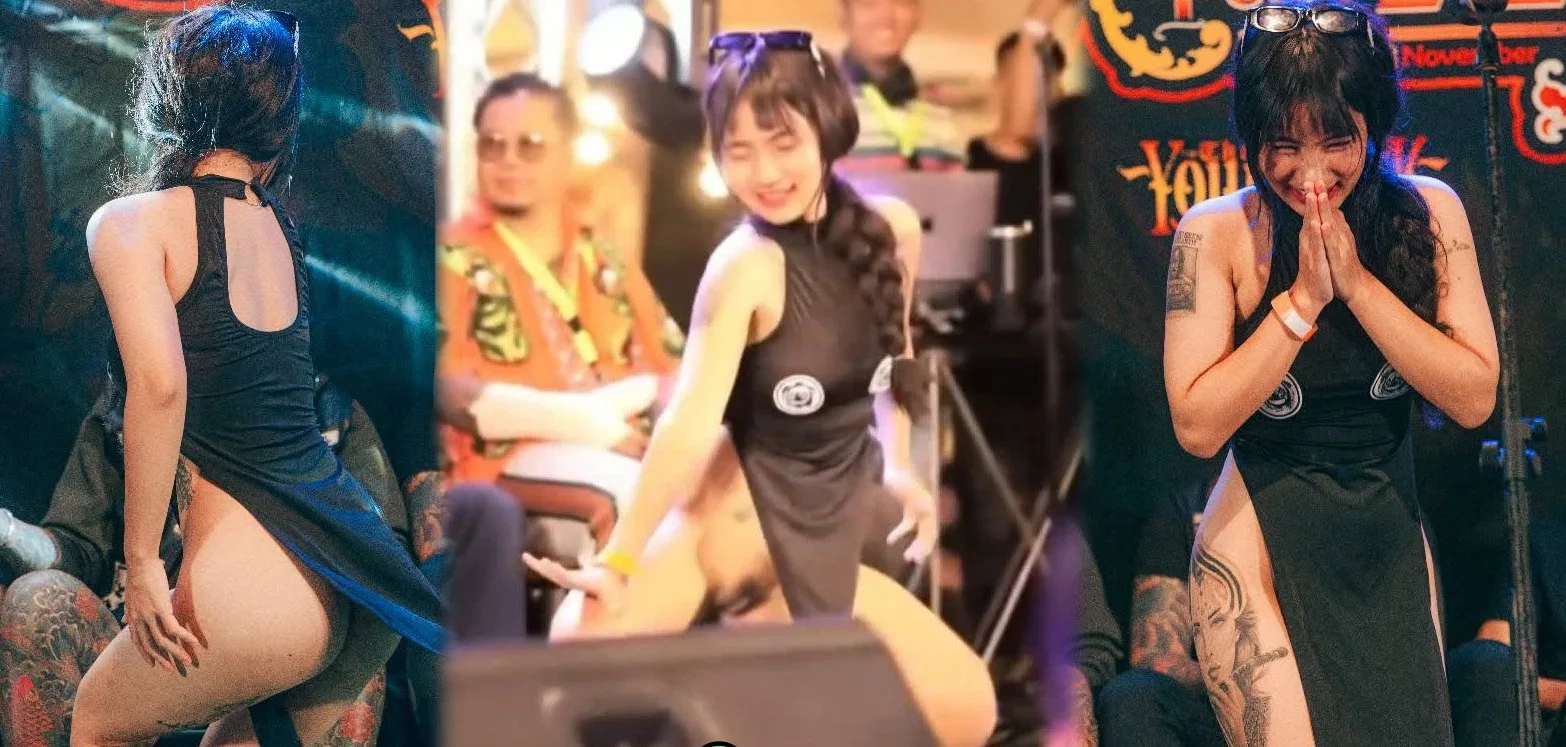 สาวสวยหุ่นเด็ด งานประกวดรอยสัก เต้นยั่วจนของลับโผล่เห็นแล้วเงี่ยน