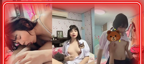 น้องบีม wannapa90 คลิปหลุดโม๊กควยแฟนที่บ้านในชุดนักเรียน