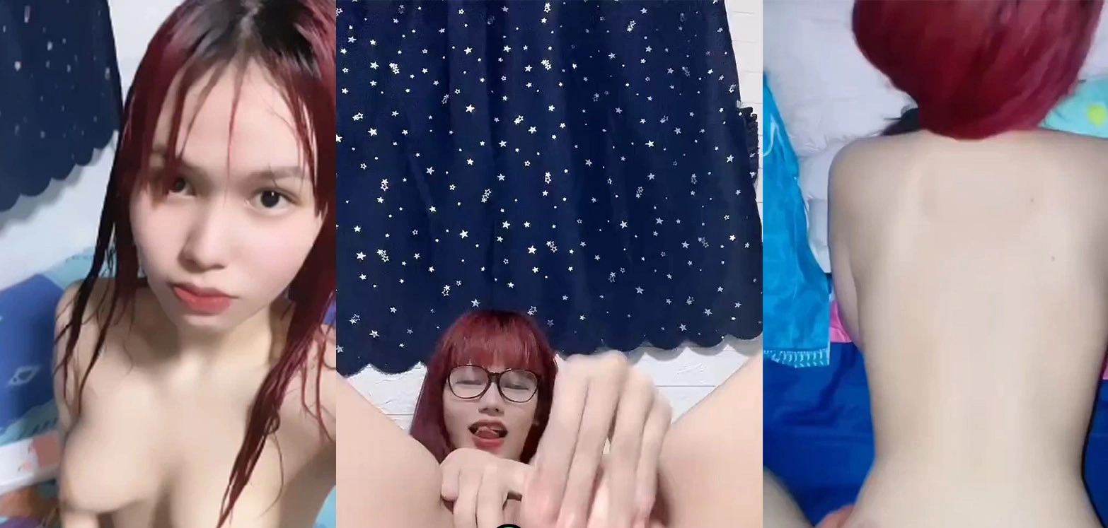 คลิปหลุดวัยรุ่นผัวเมีย สาวผมแดงยัดควยปลอมแหย่หีเด้ง